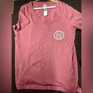 V.S. PINK V-Neck T-Shirt with Pocket- Large